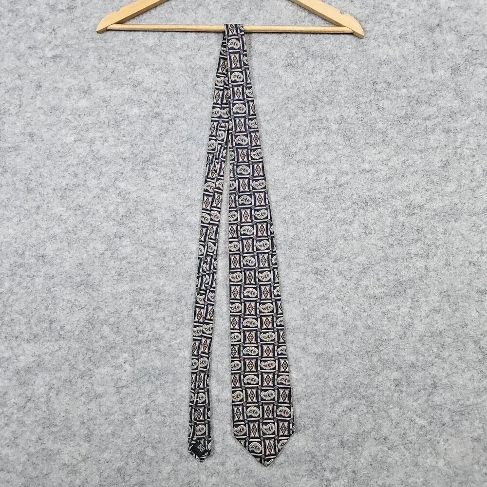 Wembley Necktie‎ Paisley Squares Print 100% Silk Geometric 4